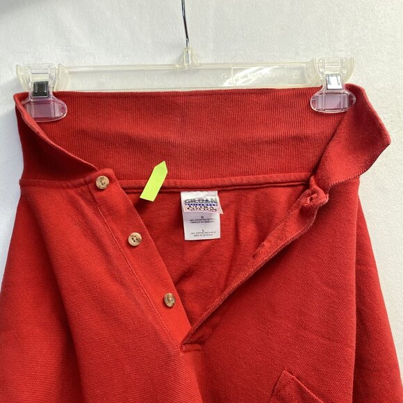 GILDAN Active Wear Ultra Cotton Collared Short Sleeve Shirt Men Large Red Used - Picture 10 of 16